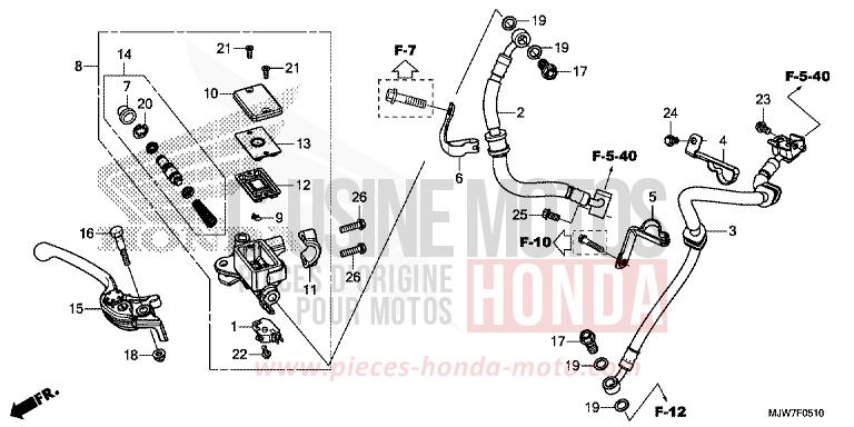 MAITRE-CYLINDRE DE FREIN AVANT CYLINDRE (CB500FA) de CB500F PEARL METALLOID WHITE (NHA96) 2016