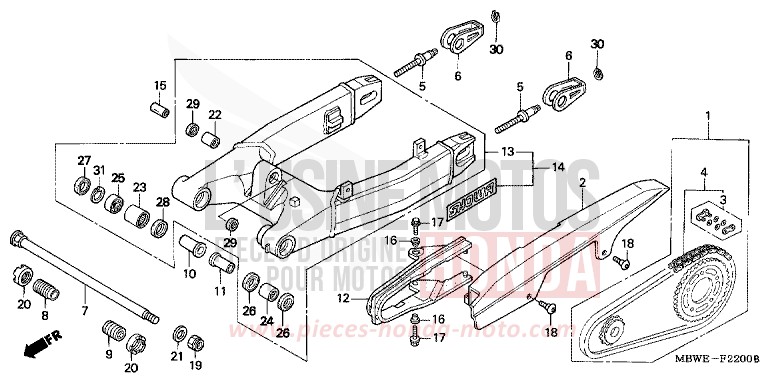 BRAS OSCILLANT de CBR600F ACCURATE SILVER METALLIC (NH146) de 2002