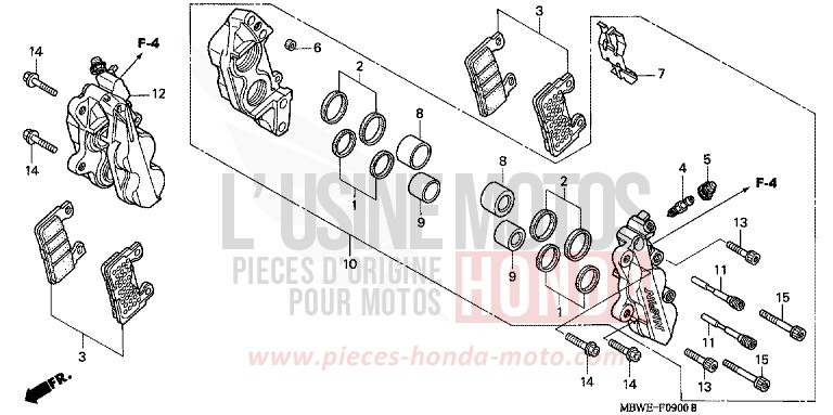 ETRIER DE FREIN AVANT de CBR600F LAPIS BLUE METALLIIC (PB257) de 2002
