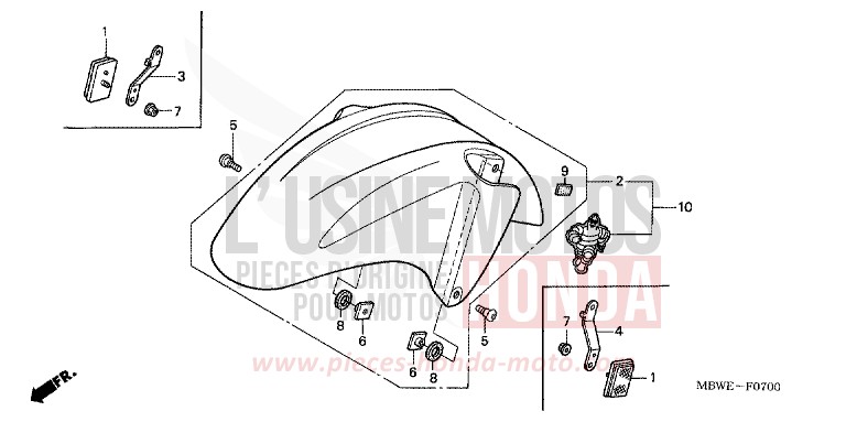 AILE AVANT de CBR600F NOIR (NH1) de 2004