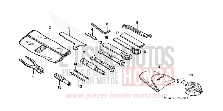 OUTILS de CBR600F NOIR (NH1) de 2004