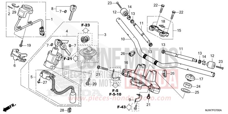 TUYAU DE GUIDON/PONT SUPERIEUR de CB500F LEMON ICE YELLOW (Y196) de 2017