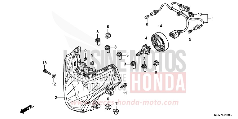 PROJECTEUR de CBR600F PEARL COOL WHITE (NHA16) de 2011