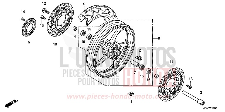 ROUE AVANT de CBR600F PEARL COOL WHITE (NHA16) de 2011