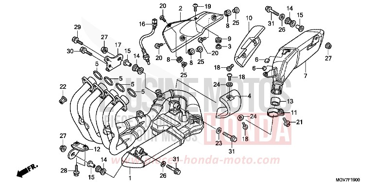 SILENCIEUX D'ECHAPPEMENT de CBR600F PEARL COOL WHITE (NHA16) de 2011