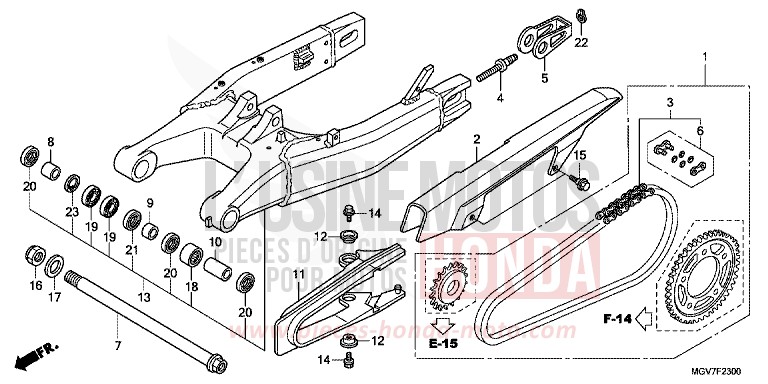 BRAS OSCILLANT de CBR600F PEARL COOL WHITE (NHA16) de 2011