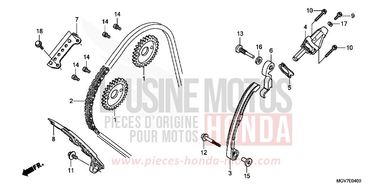 CHAINE A CAMES/TENDEUR de CBR600F PEARL COOL WHITE (NHA16K) de 2011