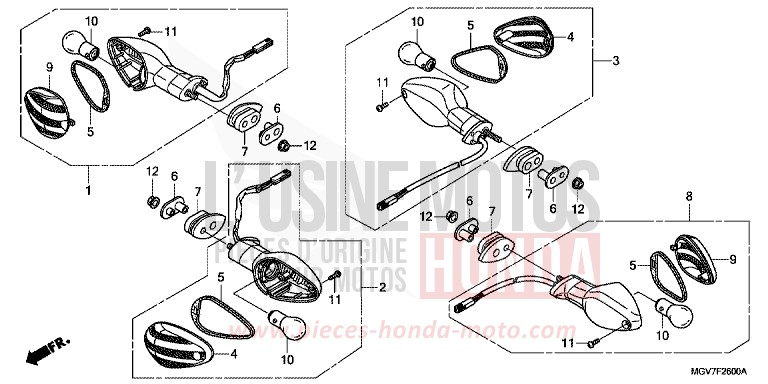 CLIGNOTANT de CBR600F PEARL COOL WHITE (NHA16K) de 2011