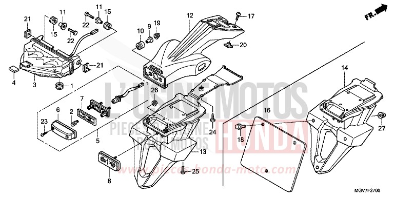 FEU ARRIERE de CBR600F PEARL COOL WHITE (NHA16K) de 2011