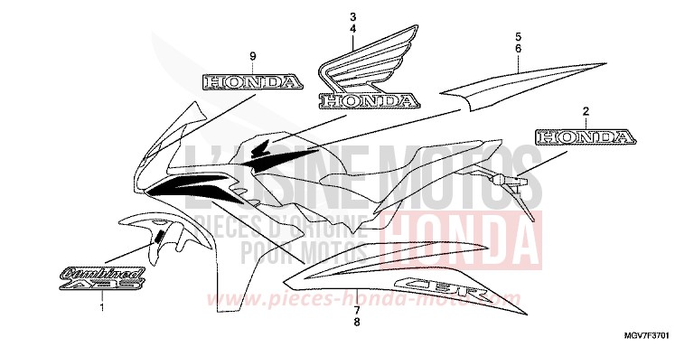 MARQUE (2) de CBR600F PEARL COOL WHITE (NHA16K) de 2011
