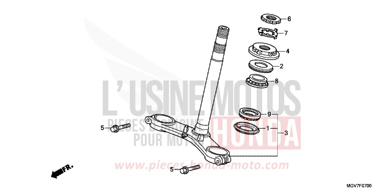 TIGE DE DIRECTION de CBR600F PEARL NIGHTSTAR BLACK (NHA84) de 2011