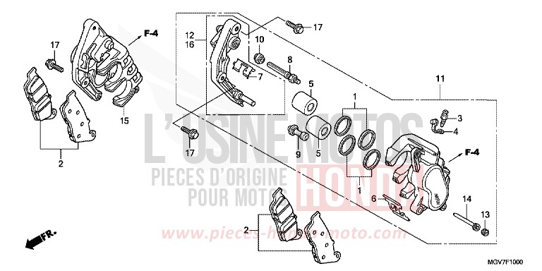 ETRIER DE FREIN AVANT (CBR600F) de CBR600F PEARL NIGHTSTAR BLACK (NHA84) de 2011
