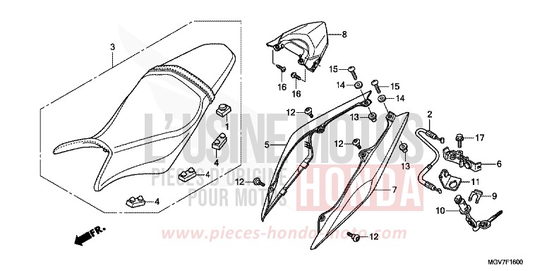 SIEGE/CAPOT ARRIERE de CBR600F PEARL NIGHTSTAR BLACK (NHA84) de 2011