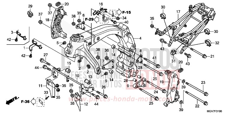 CARROSSERIE DE CHASSIS de CBR600F PEARL NIGHTSTAR BLACK (NHA84) 2011