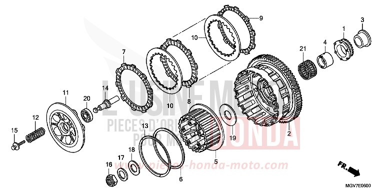 EMBRAYAGE de CBR600F PEARL COOL WHITE (NHA16K) de 2012