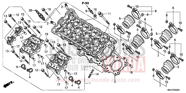 CULASSE de CBR600F PEARL COOL WHITE (NHA16) de 2012