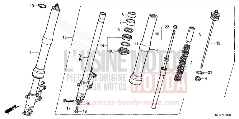 FOURCHETTE AVANT de CBR600F PEARL COOL WHITE (NHA16) de 2012