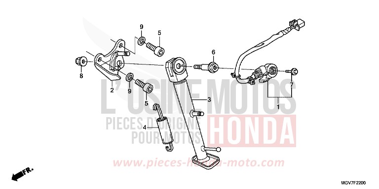 BEQUILLE de CBR600F PEARL COOL WHITE (NHA16) de 2012
