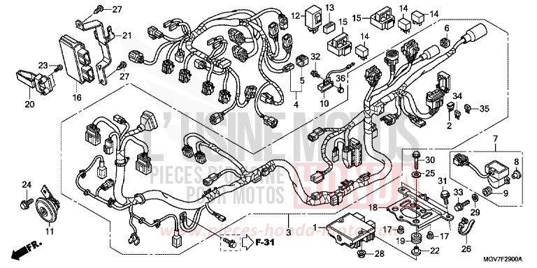 FAISCEAU DES FILS de CBR600F PEARL COOL WHITE (NHA16) de 2012