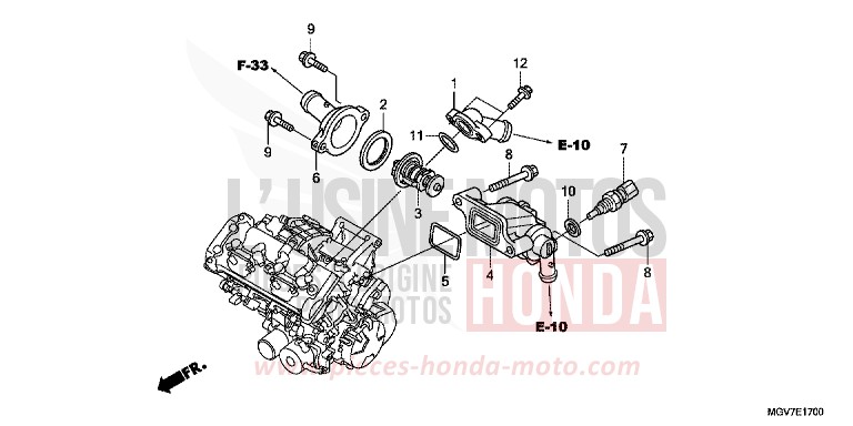 THERMOSTAT de CBR600F PEARL NIGHTSTAR BLACK (NHA84) de 2012