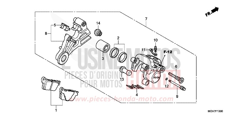 ETRIER DE FREIN ARRIERE (CBR600F) de CBR600F PEARL NIGHTSTAR BLACK (NHA84) de 2012