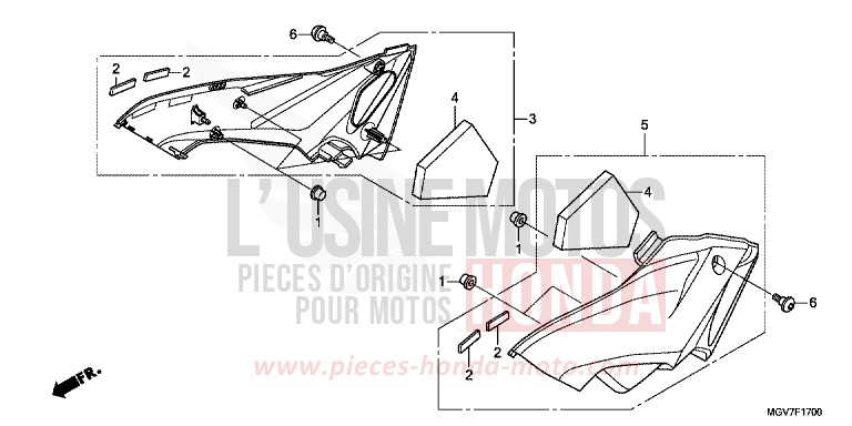 COUVERCLE LATERAL de CBR600F PEARL NIGHTSTAR BLACK (NHA84) de 2012