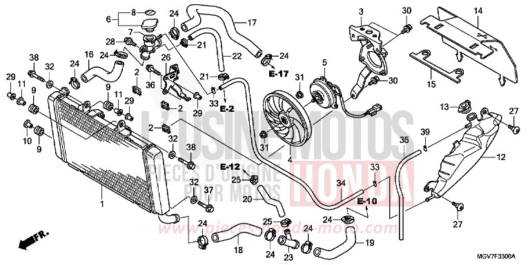 RADIATEUR de CBR600F PEARL NIGHTSTAR BLACK (NHA84) de 2012