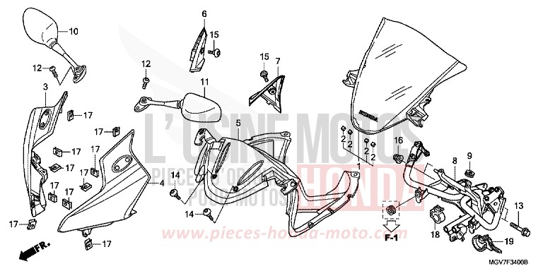 PANNEAU SUPERIEUR de CBR600F PEARL NIGHTSTAR BLACK (NHA84) de 2012