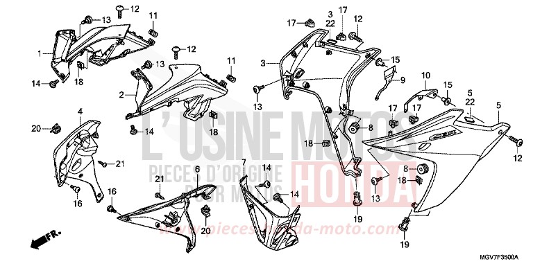 CAPOT INFERIEUR de CBR600F PEARL NIGHTSTAR BLACK (NHA84) de 2012