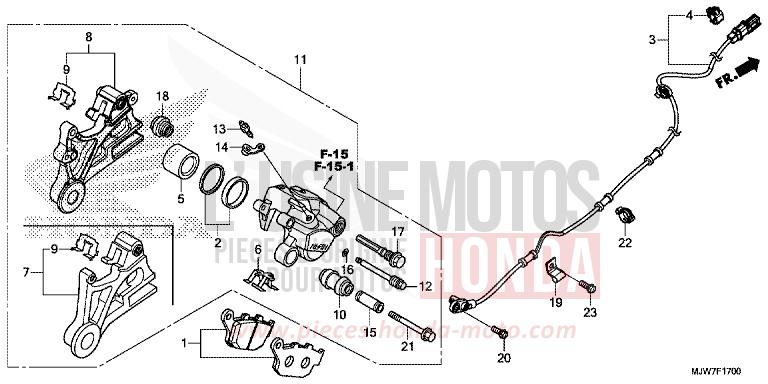 ETRIER DE FREIN ARRIERE de CB500F PEARL METALLOID WHITE (NHA96) de 2017