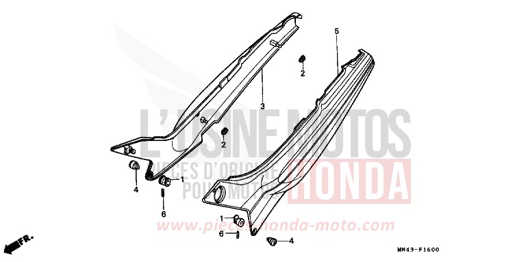 COUVERCLE LATERAL de CBR600F NOIR (NH1K) 1988