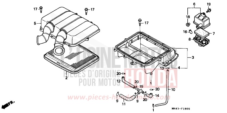 FILTRE A AIR de CBR600F PEARL CRYSTAL WHITE (NH193K) de 1988