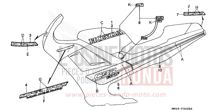 RAYURE (3) de CBR600F PEARL CRYSTAL WHITE (NH193K) de 1988