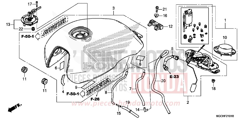 RESERVOIR A CARBURANT/POMPE A CARBURANT (CB1100CA/CAD/NA/NAD) de CB1100 PEARL SHINING YELLOW (Y124) 2017