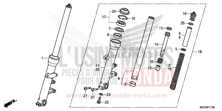 FOURCHETTE AVANT (CB1100CA/CAD/TA/TAD) de CB1100 CANDY CHROMOSPHERE RED (R381) 2018