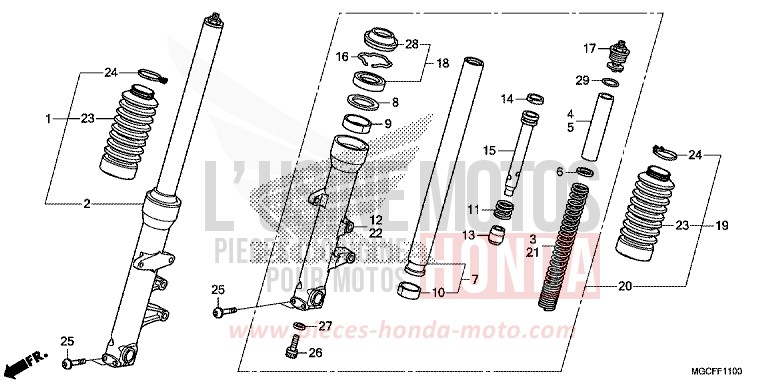 FOURCHETTE AVANT (CB1100CA/TAD) de CB1100 CANDY CHROMOSPHERE RED (R381) 2019