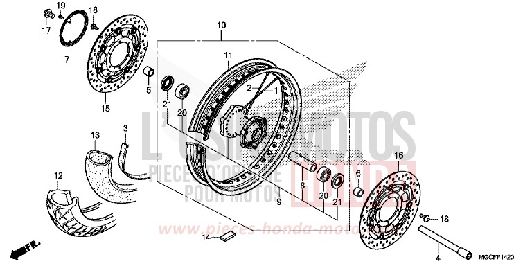 ROUE AVANT (CB1100CA) de CB1100 CANDY CHROMOSPHERE RED (R381) 2019