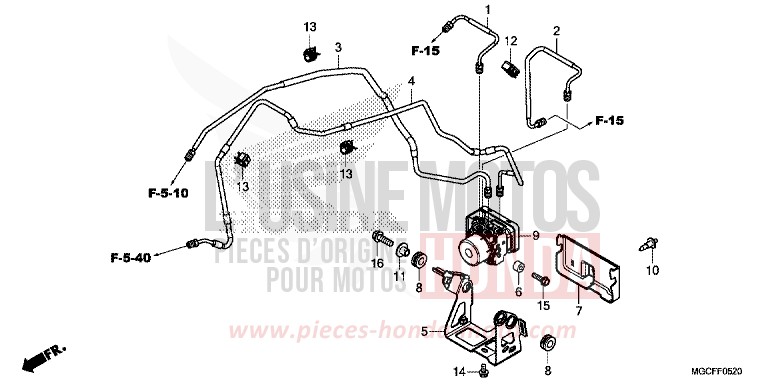 MODULATEUR ABS/TUYAU DE FREIN de CB1100 PEARL HAWKSEYE BLUE (PB409) 2019