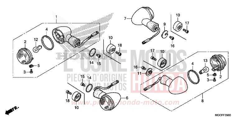 CLIGNOTANT (CB1100CA/TAD) de CB1100 PEARL HAWKSEYE BLUE (PB409) 2019