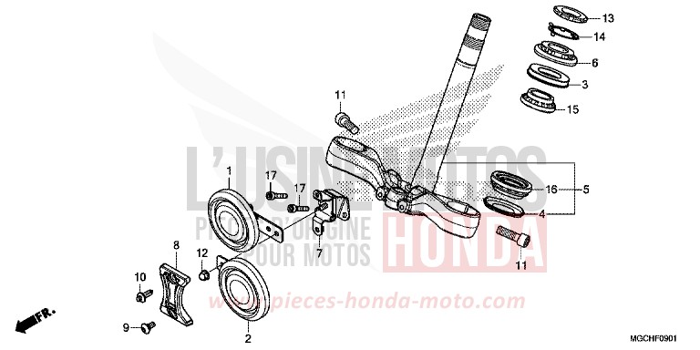 TIGE DE DIRECTION (CB1100CA/CAD/NA/NAD) de CB1100 CANDY PROMINENCE RED (R342) 2017