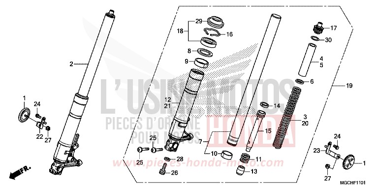 FOURCHETTE AVANT (CB1100NA/NAD) de CB1100 CANDY PROMINENCE RED (R342) 2017