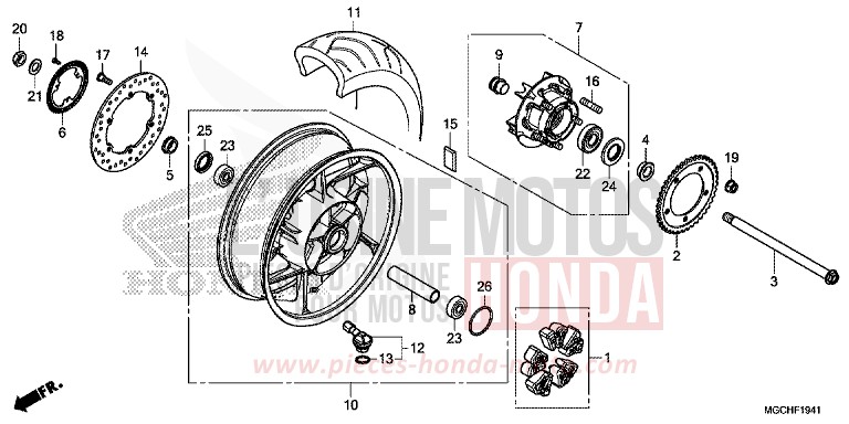 ROUE ARRIERE (CB1100NA/NAD) de CB1100 CANDY PROMINENCE RED (R342) 2017
