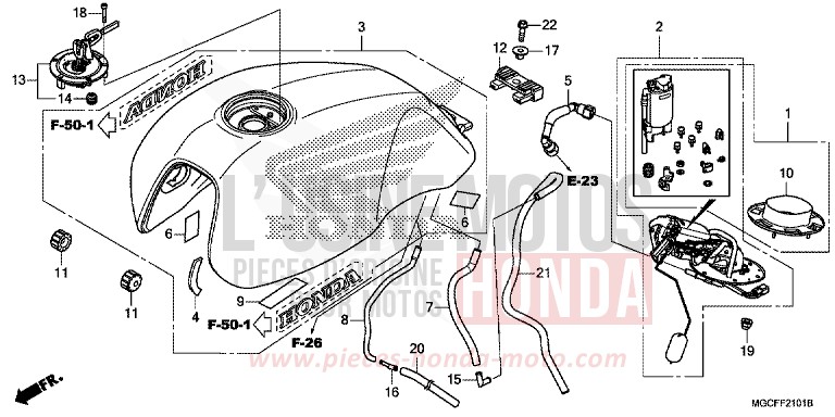 RESERVOIR A CARBURANT/POMPE A CARBURANT (CB1100CA/NA/NAD) de CB1100 DARKNESS BLACK METALLIC (NH463) 2019