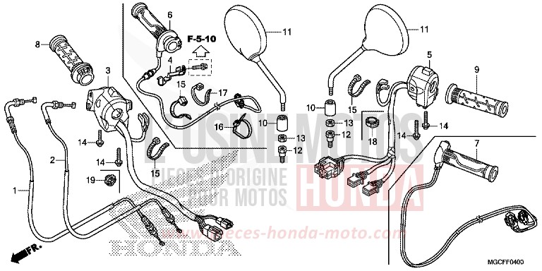 COMMUTATEUR/CABLE/MIROIR de CB1100 PEARL HAWKSEYE BLUE (PB409) 2019