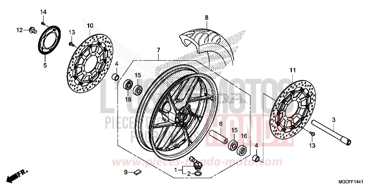 ROUE AVANT (CB1100NA/NAD) de CB1100 PEARL HAWKSEYE BLUE (PB409) 2019