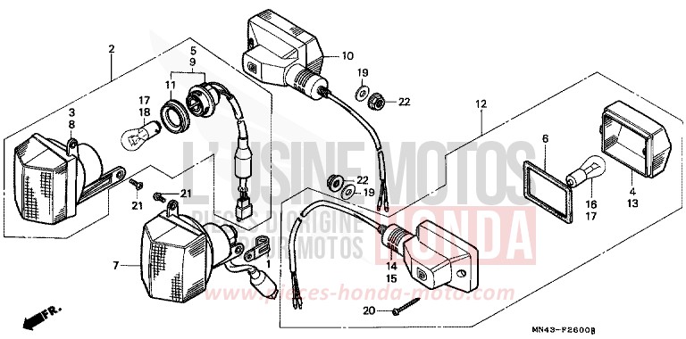 CLIGNOTANT de CBR600F FURIOUS RED (R167A) 1989
