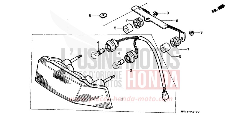 FEU ARRIERE de CBR600F FURIOUS RED (R167A) 1989