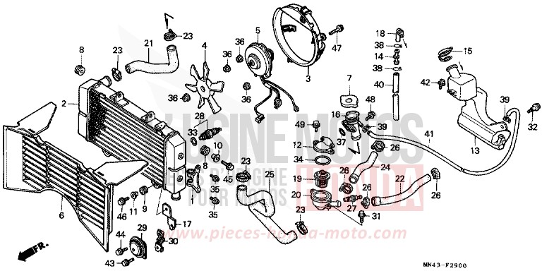 RADIATEUR de CBR600F FURIOUS RED (R167A) 1989