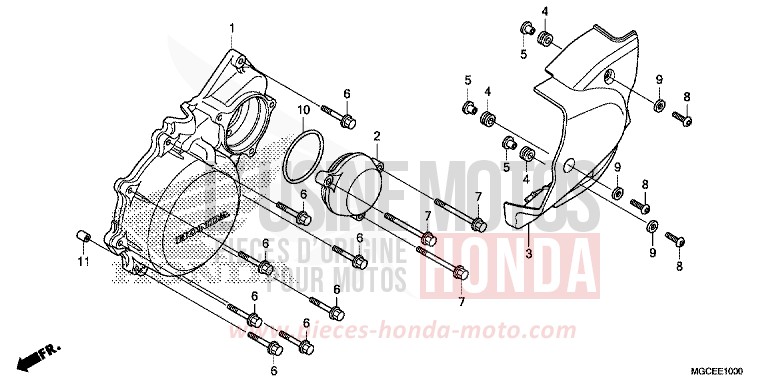 PANNEAU CARTER-MOTEUR G. de CB1100 CANDY ALIZARIN RED (R345) 2014