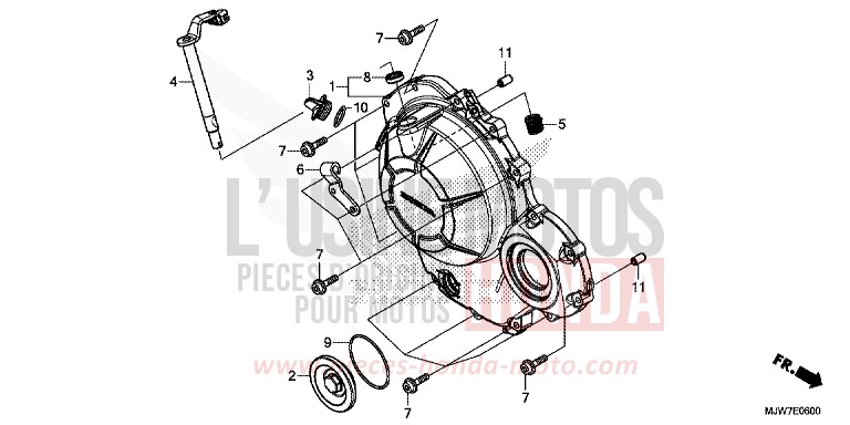 PANNEAU CARTER-MOTEUR D. de CB500F MAT GUNPOWDER BLACK METALLIC (NH436) 2018